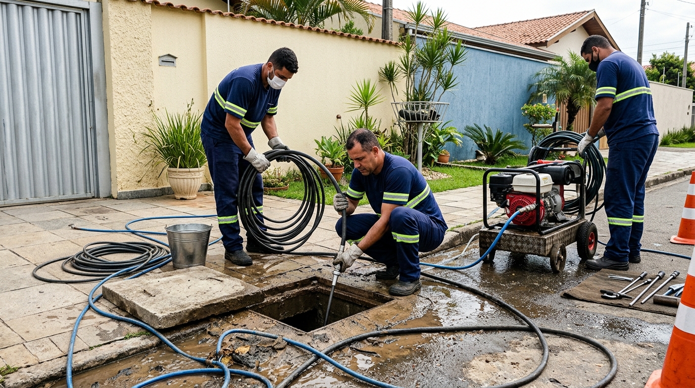 Desentupimento de esgoto residencial em Campos dos Goytacazes-RJ