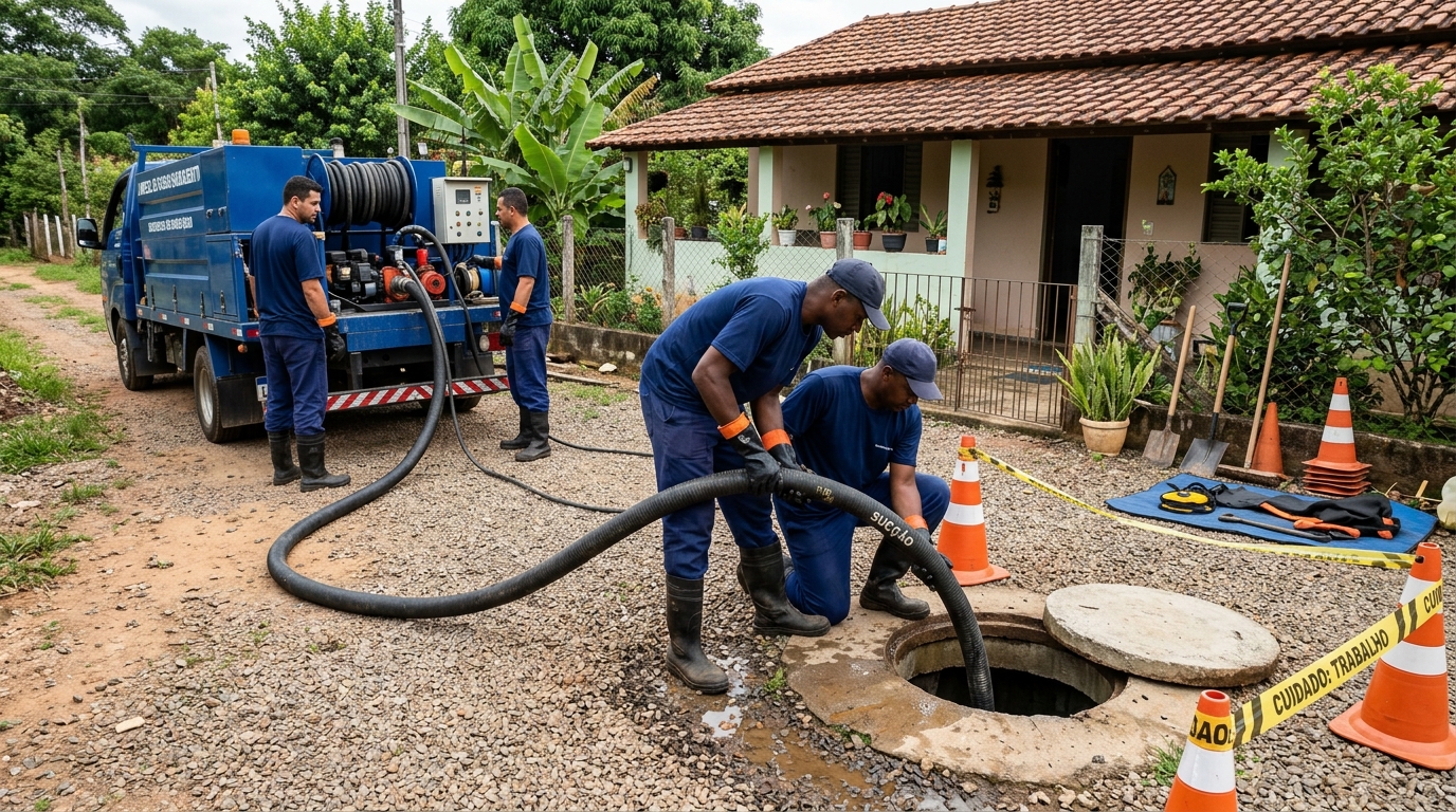 Equipe de desentupimento de fossa em Campos dos Goytacazes-RJ